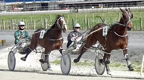 Super Easy, pictured leading Larry Lincoln today, gave driver Andre Poutama a much better feel.