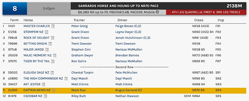 Captain Nemo races at 5.43pm NZ time at Albion Park on Thursday.