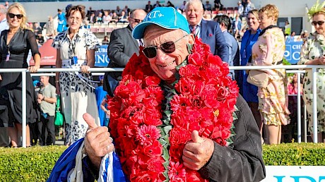 Ray Green after Copy That’s second IRT New Zealand Trotting Cup win in 2022. PHOTO: Ajay Berry/Race Images.