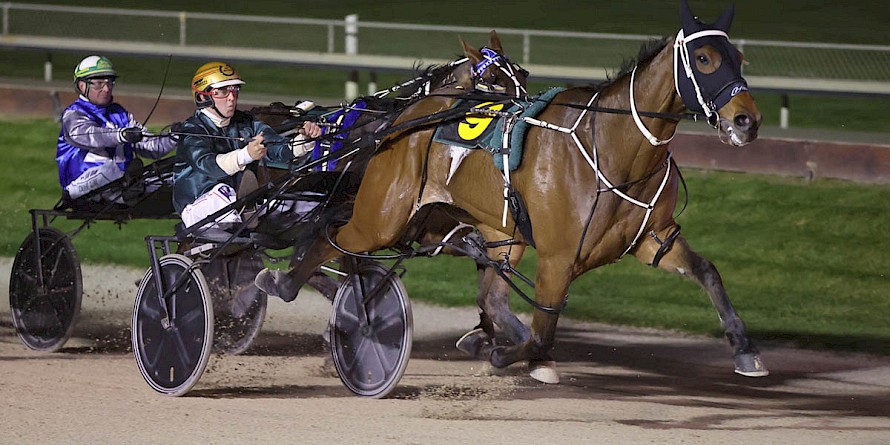 The Big Lebowski (John Morrison) is too powerful for the trailing Wish Me Luck on Friday night. PHOTO: Ajay Berry/Race Images.